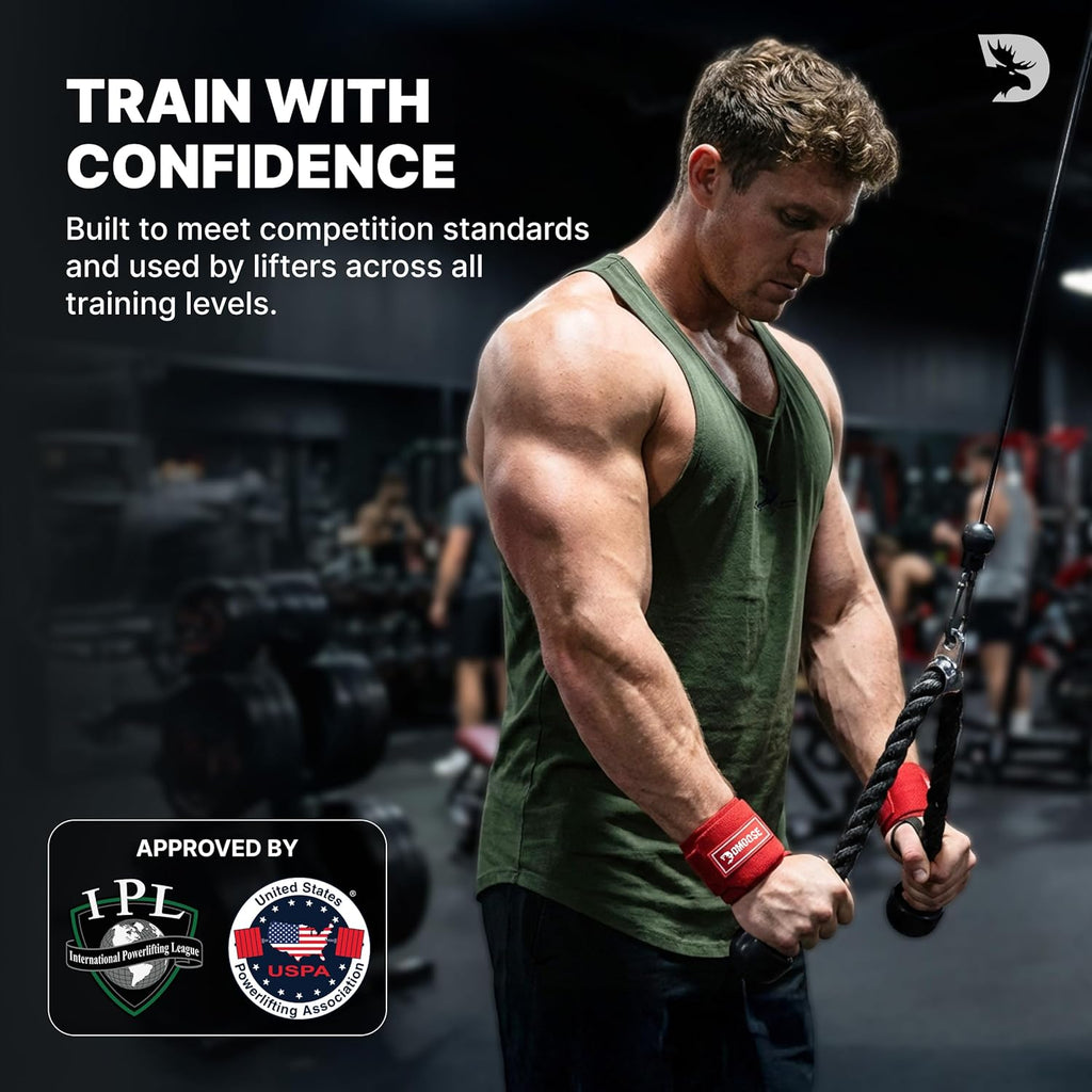 Wrist Wraps for Weightlifting 18" - Heavy Duty Gym Wrap with Hand Thumb Loop for Support & Pain Relief, USPA Approved Powerlifting, Weight Lifting Wrist Straps for Men & Women Work Out